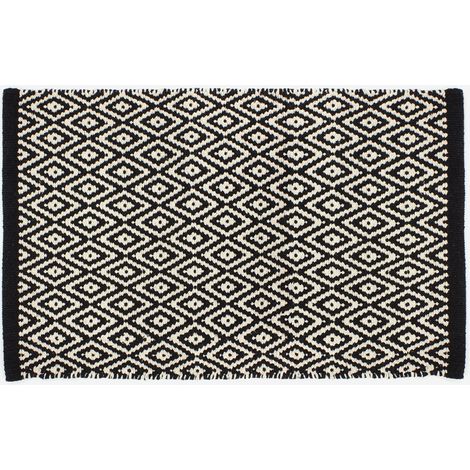 BATHBAZAAR - Tapis de bain noir et blanc LOSANGE 45 x 70