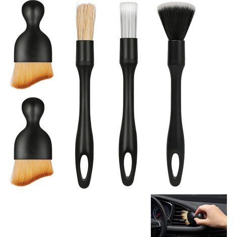 5 Pièces Pinceau Detailing Auto, Kit Nettoyage Voiture Brosse Detailing Auto, Brosse Douce Voiture pour Intérieur et Extérieur, Brosse Tableau de Bord, Aérations, Jantes, Accessoire Nettoyage Auto (1/5)