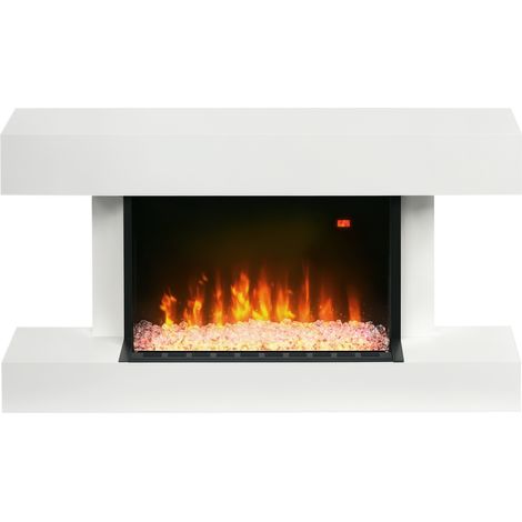 HOMCOM chimenea eléctrica 1000W/2000W con temperatura ajustable bajo consumo silencioso temporizador y control remoto para sala 15-25 m² 98x27x54,5 cm (1/5)