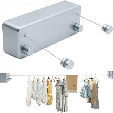 4.2M Retractable Clothesline Indoor Outdoor Portable Drying Rack Wall Mounted Bathroom (1/5)