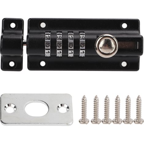 Serrure à loquet combinaison Ortviai noir 4 chiffres anti-vent et résistant aux intempéries pour fenêtre armoire porte