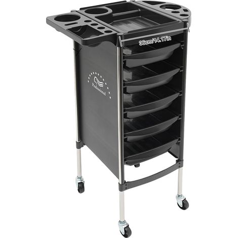 Chariot de Salon, 6 Niveaux, Construction en Acier Inoxydable Durable, Noir (1/2)