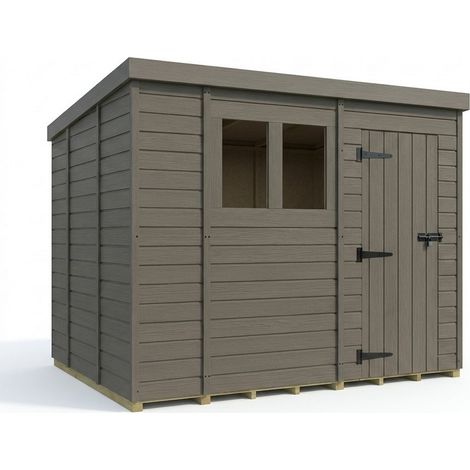 10ft x 9ft Composite Pent Garden Shed Single Door With Windows - Composite - L305 x W274 x H210 cm - Grey