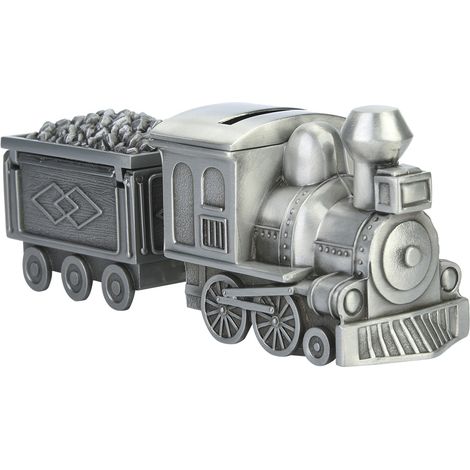 Tirelire pour enfants en forme de train rétro, idéale pour décorer une table. (1/5)