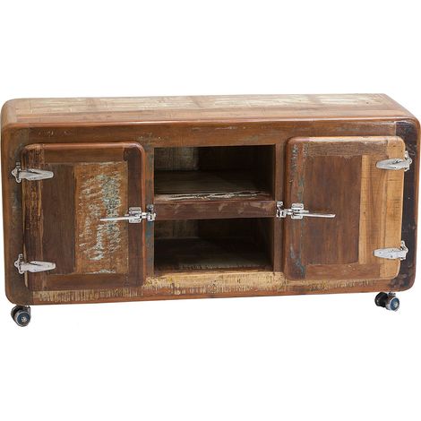 Meuble TV vintage en bois massif recyclé coloré Elija