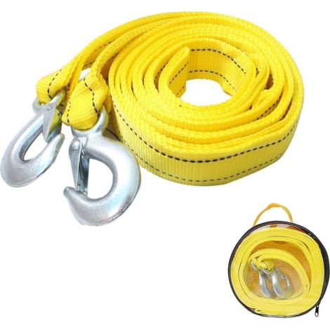 Bogserband voiture 4m 5t, câble de remorquage renforcé avec crochets, pour véhicules poids lourds, camions, livré avec sac de rangement (1/5)