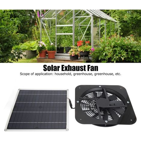 Ventilateur Solaire Kit, Exhaust Ventilateur Solaire, Panneau Solaire 100W avec Ventilateur 10 Pouces pour Serre, Poulailler, Abri Noir (1/5)