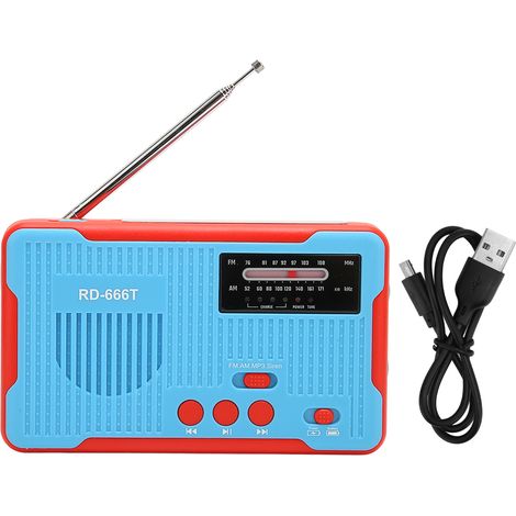 Radio d'urgence à batterie rechargeable AM FM solaire à manivelle avec lumière pour camping et randonnée (1/4)