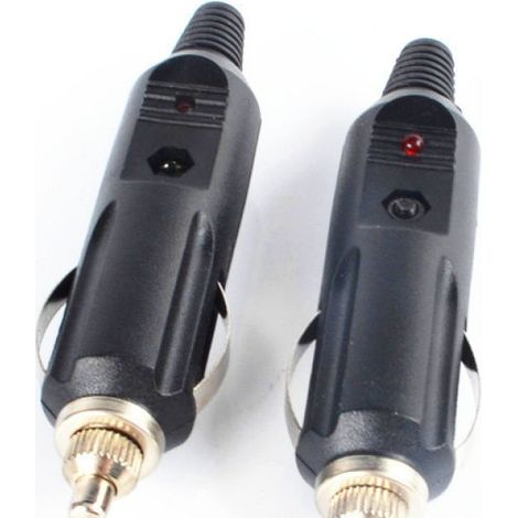 Lot de 2 Connecteurs/prises allume-cigare automobile avec diode 12V et 24V mâle (1/4)