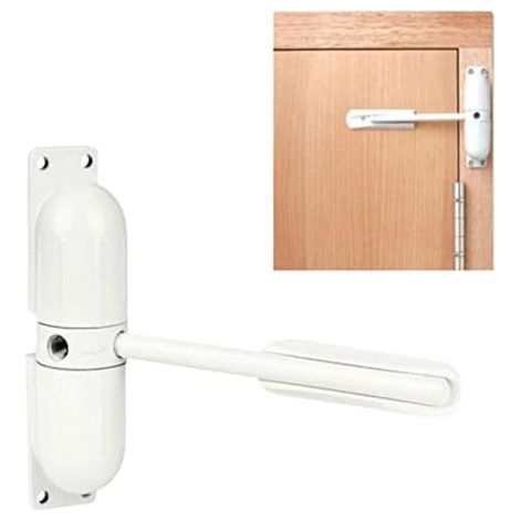 Sollbry Cierrapuertas automático de seguridad con resorte: fácil de instalar para convertir puertas con bisagras en puertas de cierre automático - Blanco (1/5)