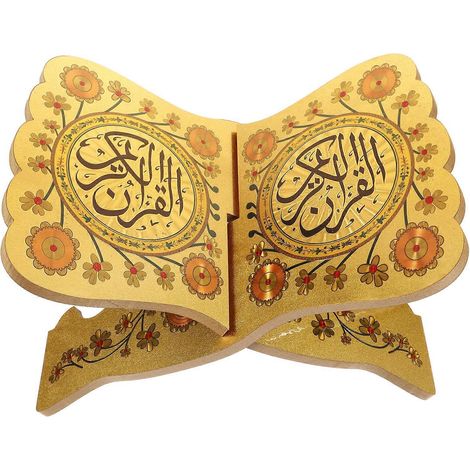 Étagère en bois pour l'Aïd - Bibliothèque décorative en bois - Bibliothèque créative en bois (dorée)-25.5X19CM-Golden