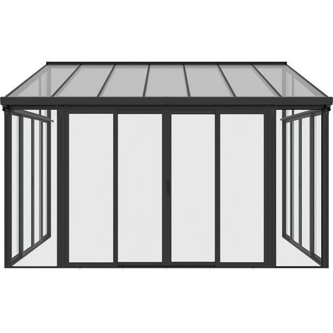 Veranda in Alluminio e policarbonato con protezione UV 12 m² Antracite - MATHILDA
