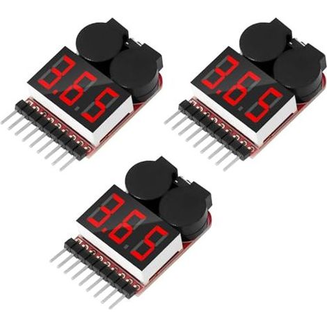 1-8S Lipo-Akkutester mit Monitor, Lithium-Niedrigspannungsalarm, Füllstandsanzeige mit LED für Lipo/LiFe/LiMn/Li-Ionen-Akkus (3 Stück) (1/5)