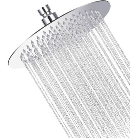 Shower Head Round Stainless Steel Shower Head with Water Saving Effect, 304 Stainless Steel 360° Rotating, Easy to Install and Clean, 25 cm (1/4)