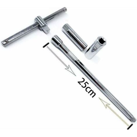 Kit d'outils - - Douilles 3/8" 12 pans 14 & 16 mm - Paroi mince - Douille 14 mm ressort à lames - Clé en T 25 cm (1/4)