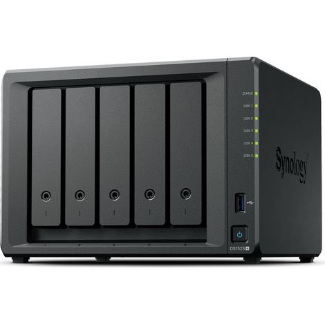 Synology DiskStation DS1525+ NAS & Speicherserver Ryzen Embedded V1500B 8 GB DDR4 0 TB Schwarz