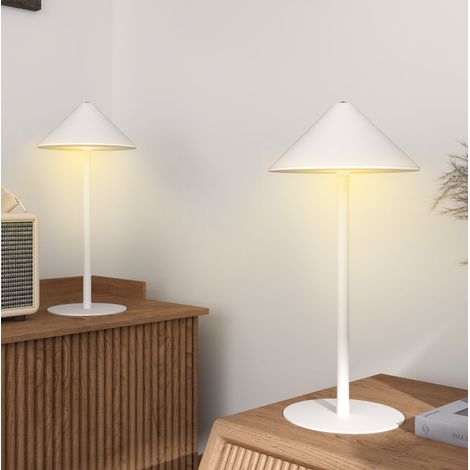 Lámpara de mesa 2 piezas, 3 colores, recargable USB A+C, táctil, metal blanco OKMYHOME (1/5)