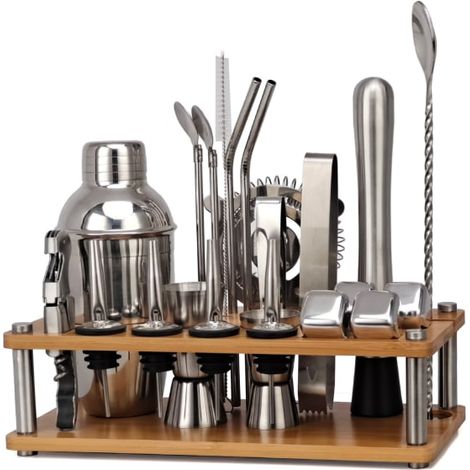 Coffret Barman 23 pièces Shaker en Acier Inoxydable Set de Cocktail pour Boissons Mixées Outils de Bar Martini (Taille : Boston Shaker) (1/5)