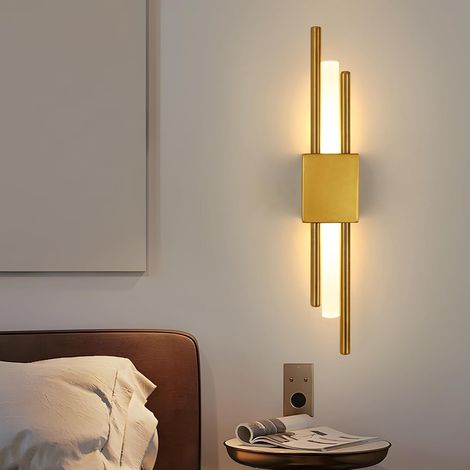 GOECO Rectangular Design Wall Light, Gold Aluminum, 40x8x7 cm, Warm Light 3000K, 220V