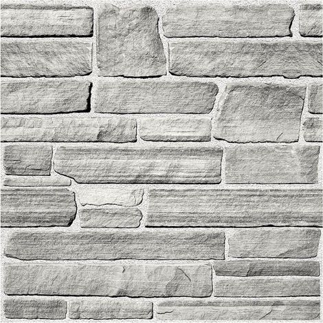 Panneaux Muraux 3D Adhesif Pierre, 10 Pièces, 30x30 cm, Grise Fausse Brique Murale PVC, Revêtement Mural 3D Adhésif Imitation Pierre pour Salon, Chambre (1/5)