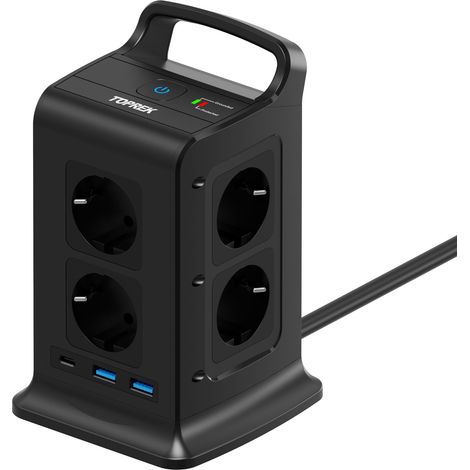 Parasurtenseur Super Electro 4 000 W/16 A, multiprise 8 voies, compatible PD3.0, rallonge de 2 m (1/5)