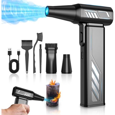 Soffiatore ad aria compressa ricaricabile – Potente aspirapolvere senza gas per PC, tastiere ed elettronica – 3 velocità, LED, USB-C – Ecologico e riutilizzabile