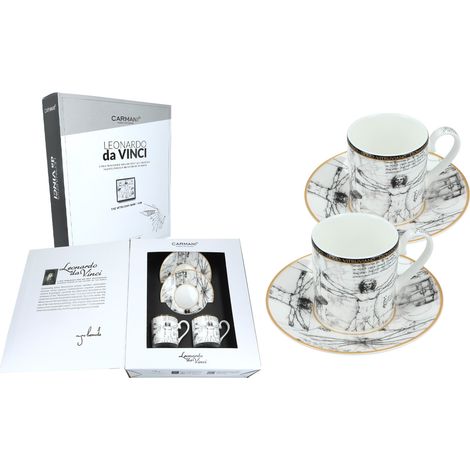Set mit 2 Espressotassen Leonardo da Vinci Vitruvianischer Mensch (1/5)