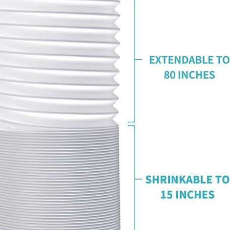Tuyau d'évacuation pour climatiseur mobile – Diamètre 5,9 pouces (150 mm) – Filetage anti-horaire – Flexible universel – Blanc. (1/2)