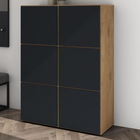 Mai & Mai Scarpiera Portascarpe 90x36x120cm, Porta Scarpe Armadio Scaffale Portascarpe 6 Ante + 12 Scomparti per Ingresso Soggiorno, Camera da Letto Schuhschrank02, Marrone chiaro+Antracite opaco