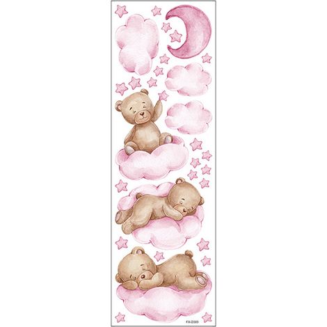 Autocollants muraux ours pour chambre d'enfant, amovibles, grande décoration murale