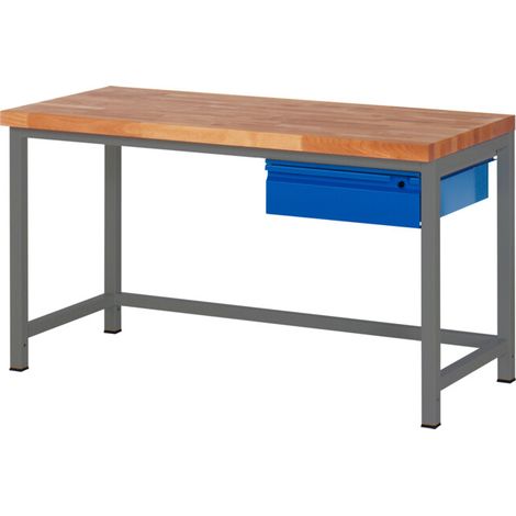 Etabli réglable en hauteur STIER Premium avec 1 tiroir, lxPxH 1 500x700x840-1 040 mm, anthracite métallisé / RAL 5010 (1/5)