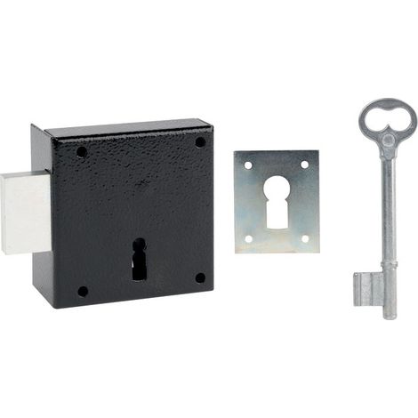 DOM – Serrure électrique appliquée 80x80mm – Tension 12V – Manoeuvrage à clé – Protection anti-effraction – Entraxe 50mm
