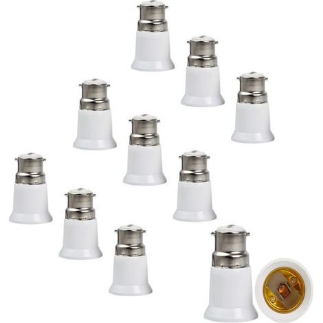 Adattatore da portalampada B22 a E27, coperchio BC, vite Edison da B22 a E27 ES, base per lampada di prolunga da BC a ES (10 pezzi) (1/5)