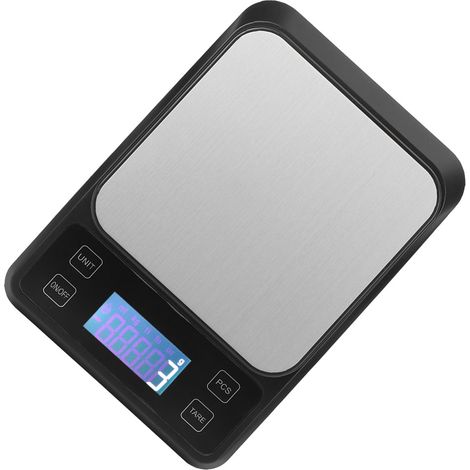 Balance de cuisine électronique en acier inoxydable, balance électronique de pâtisserie, balance électronique portable, noire, 5 kg/1 g (1/5)