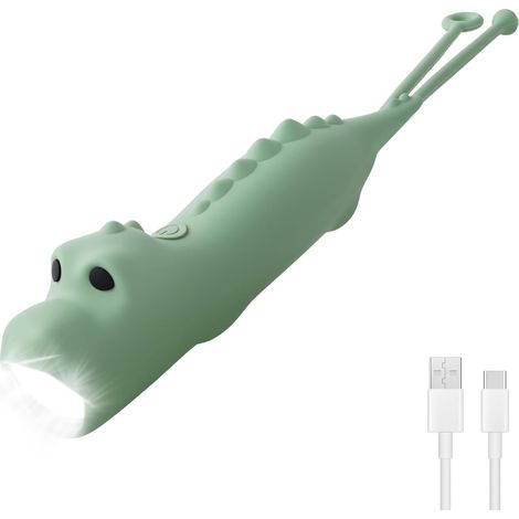 Dinosaurier-Taschenlampe, weiche Silikon-Taschenlampe für Kinder mit 3 Leuchtmodi, USB-C-wiederaufladbar, ideal für Camping, Wandern und als Geschenk für Kinder (1/5)