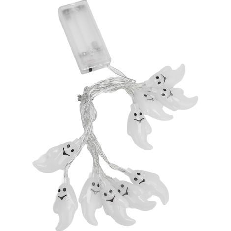 Halloween Lichterkette 10 LEDs Geister-Motiv batteriebetrieben für Innen & Außen (1/5)