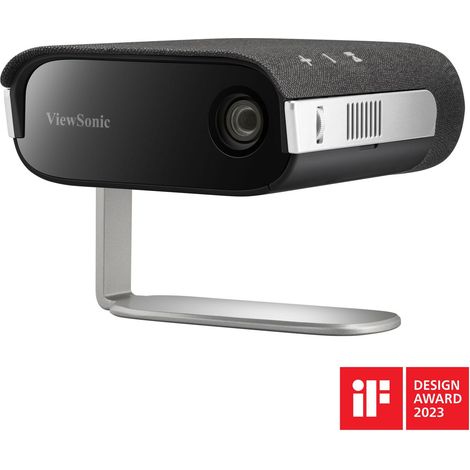 ViewSonic Proyector portátil M1XG, WVGA (854 x 480), 360 lúmenes LED, fuente de luz LED, 25 dB (Eco), WiFi y BT, HarmanKardon 3W SPK x2 (con cubo)