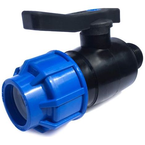 20 mm x 1/2" PP-Kugelhahn – 20 mm x 1/2" Außengewinde-Absperrventil – Klemmverschraubung für Polyethylenrohre (MDPE, LDPE, PPR) – Perfekte Abdichtung PN 16 bar (1/5)
