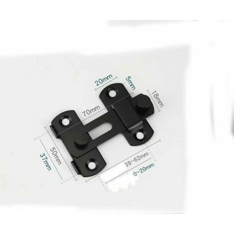 Loquet de porte Loquet de porte en acier inoxydable de haute qualité, adapté au loquet coulissant de porte et fenêtre loquet de grange, ménage, extérieur (Noir) (1/4)