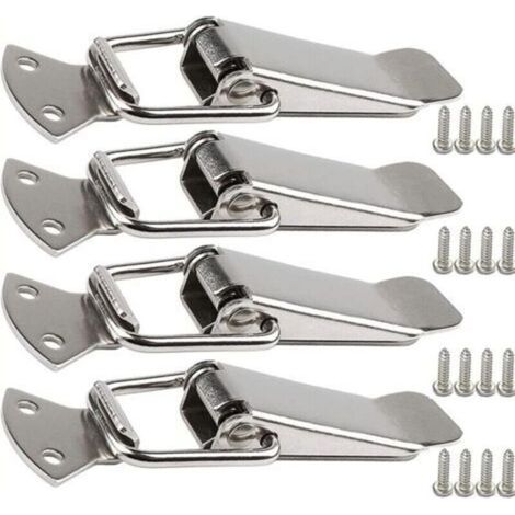 Stainless steel tension clasp with screw, 56 mm lever clasp, spring-loaded toggle latch, clamping clip, box closure, locking cap for toolbox (1/5)