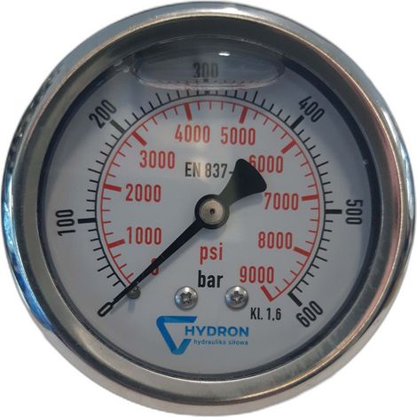 Manómetro de presión de 100 mm hasta 600 bar, parte trasera de 1/2". (1/5)