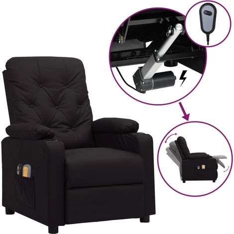 Sillón de masaje eléctrico cuero sintético negro vidaXL