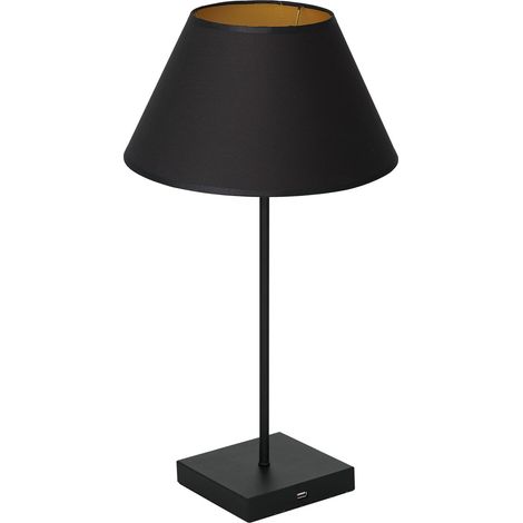 Tragbare Tischlampe Akku 56 cm hoch E27 USB-Anschluss Metall Tischleuchte innen