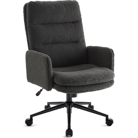 IWMH Chaise de Bureau, Fauteuil de Bureau à Roulettes Réglable en Hauteur, Chaise de Coiffeuse avec roulettes et Accoudoirs - Gris (1/5)