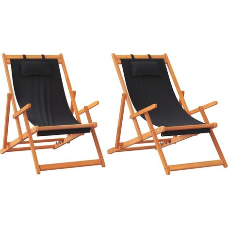 Maison Exclusive - Klappbare Strandstühle 2 Stk. Schwarz Stoff