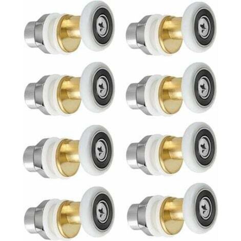 Roulettes de porte de douche, roulettes de porte coulissante, poulies de porte de douche, roues de remplacement pour roulettes de 27 mm de diamètre, 8 pièces (1/4)