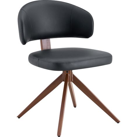 Moderner Drehstuhl aus schwarzem PU mit Metallgestell, 360° (1/5)