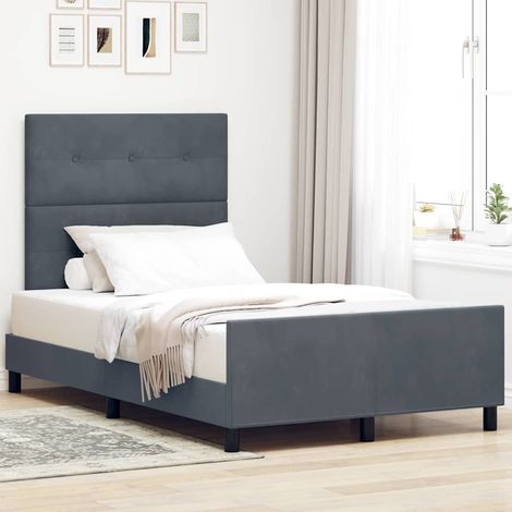 Boxspringbett mit Kopfteil Dunkelgrau 120 x 190 cm Samt
