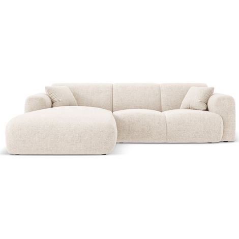 Canapé d'angle gauche 4 places en chenille beige clair (1/5)