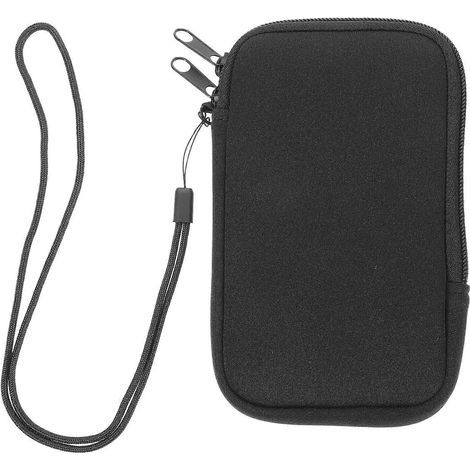 Pochette de téléphone en néoprène avec fermeture éclair, protection pour smartphone, étui de rangement portable-18x11cm-Black (1/3)